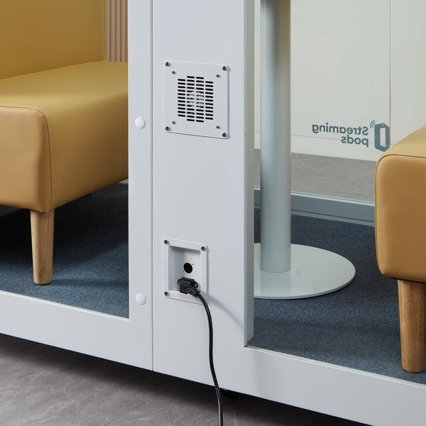 GEARONIC Mobile Office Pod Booth, Standard Sound Proof Office Pod for 2 People, Sound Pod Booth with Mobile Roller, LED Lighting System,Fans and AC USB Ports