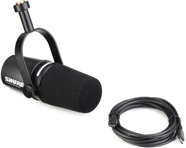 Shure MV7i Smart Microphone with Built-in Audio Interface and Low Profile Mic Stand - Podcast & Musician Mic with 2 Channels, XLR and 1/4", USB-C for Mac/PC/Phone, and Advanced DSP Features