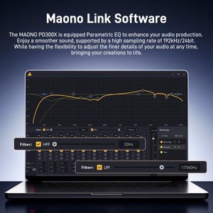 MAONO USB XLR Dynamic Microphone for Podcast: PC Computer Gaming Mic with 192kHz/24bit for Studio Recording Streaming Content Creation PD300XT