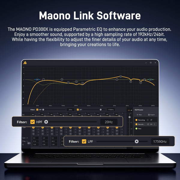 MAONO USB XLR Dynamic Microphone for Podcast: PC Computer Gaming Mic with 192kHz/24bit for Studio Recording Streaming Content Creation PD300XT