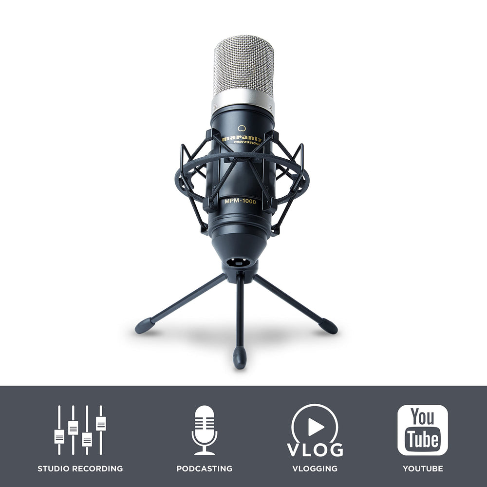 Marantz Professional MPM-1000 - Studio Recording XLR Condenser Microphone with Desktop Stand and Cable - For Podcast and Streaming Projects