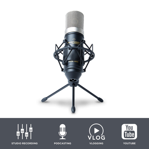 Marantz Professional MPM-1000 - Studio Recording XLR Condenser Microphone with Desktop Stand and Cable - For Podcast and Streaming Projects
