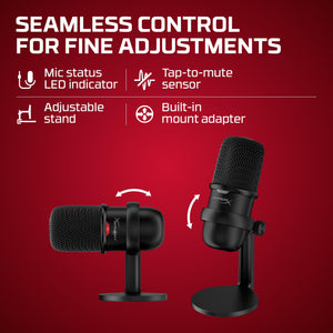 HyperX SoloCast – USB Condenser Gaming Microphone, for PC, PS4, PS5 and Mac, Tap-to-Mute Sensor, Cardioid Polar Pattern, great for Streaming, Podcasts, Twitch, YouTube, Discord,Black