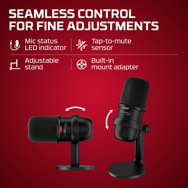 HyperX SoloCast – USB Condenser Gaming Microphone, for PC, PS4, PS5 and Mac, Tap-to-Mute Sensor, Cardioid Polar Pattern, great for Streaming, Podcasts, Twitch, YouTube, Discord,Black