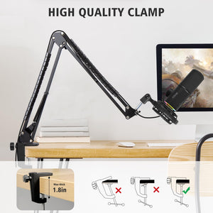 SUNMON Boom Arm for Fifine K658 Microphone with 3/8" to 5/8" Adapter and Cable Sleeve
