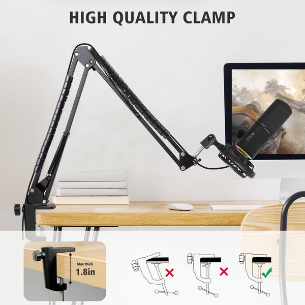 SUNMON Boom Arm for Fifine K658 Microphone with 3/8" to 5/8" Adapter and Cable Sleeve