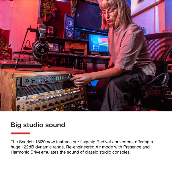 Focusrite Scarlett 18i20 4th Gen USB Audio Interface, for Multitrack Recording, Music Production and Podcasting — High-Fidelity, Studio Quality Recording, and All the Software You Need to Record
