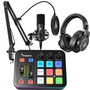 MAONO USB XLR Condenser Microphone Set: PC Computer Podcast Cardioid Metal Mic Kit with Software for Recording, Studio, Singing, YouTube (A04 Gen2+G1 Neo+MH700)