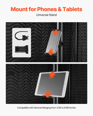 VEVOR Portable Vocal Booth, 6.56 ft Height, Pro-Grade Recording Studio with Travel Bag, Mobile Tablet Stand, Thickened Soundproofing, Sound Isolation Booth for Echo-Free Vocals, Podcasts, Voiceovers