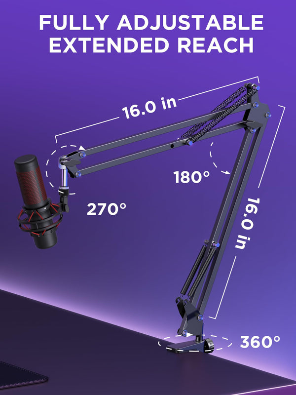 InnoGear Boom Arm Microphone Mic Stand for Blue Yeti HyperX QuadCast SoloCast Snowball Fifine Shure SM7B and other Mic, Large