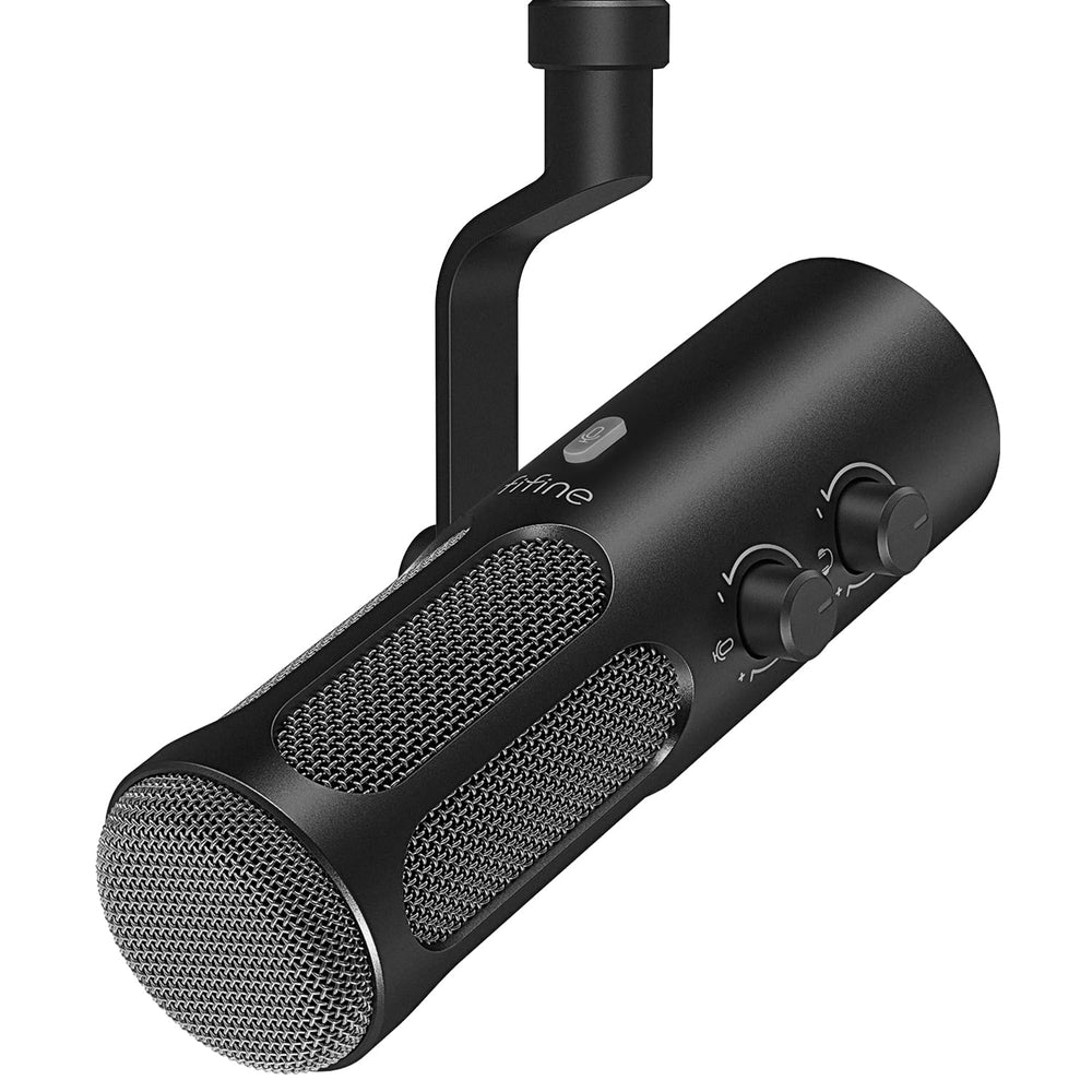 FIFINE XLR/USB Podcast Dynamic Microphone for Streaming, Studio XLR Microphone, PC Streamer Mic All Metal with Mute Button, Headphone Jack, for Vocal Voice Over Music Recording-AmpliTank Tank3