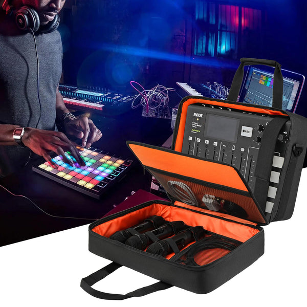 LEFOR·Z Large Audio Mixer Travel Case Compatible with RODECaster Pro,RODECaster Pro II,TC-Helicon GoXLR,Podcast Mixer Case Protective DJ Mixer Storage Bag for Microphones and More Podcast Equipment