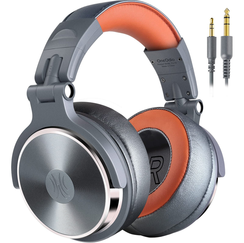 OneOdio Hi-Res Over Ear Headphones for Studio Monitoring and Mixing, Sound Isolation, Protein Leather Earcups, 50mm Driver Unit, Wired Headphones for AMP Guitar Keyboard (Pro-50 Metallic Blue)