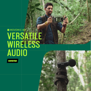 Shure MoveMic 88+ Wireless Microphone Video Kit - Pro Audio Recorder for Film/Field Recording Interviews, Stereo Mic 4 Polar Patterns | Compatible with iOS/Android via Motiv App (MV88+W-KIT-Z7)