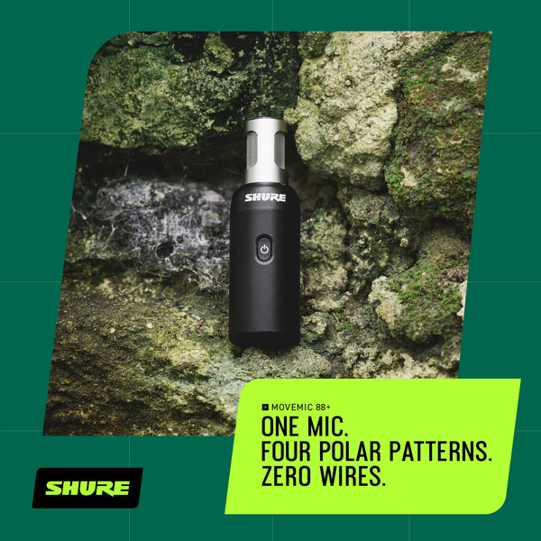 Shure MoveMic 88+ Wireless Microphone Video Kit - Pro Audio Recorder for Film/Field Recording Interviews, Stereo Mic 4 Polar Patterns | Compatible with iOS/Android via Motiv App (MV88+W-KIT-Z7)