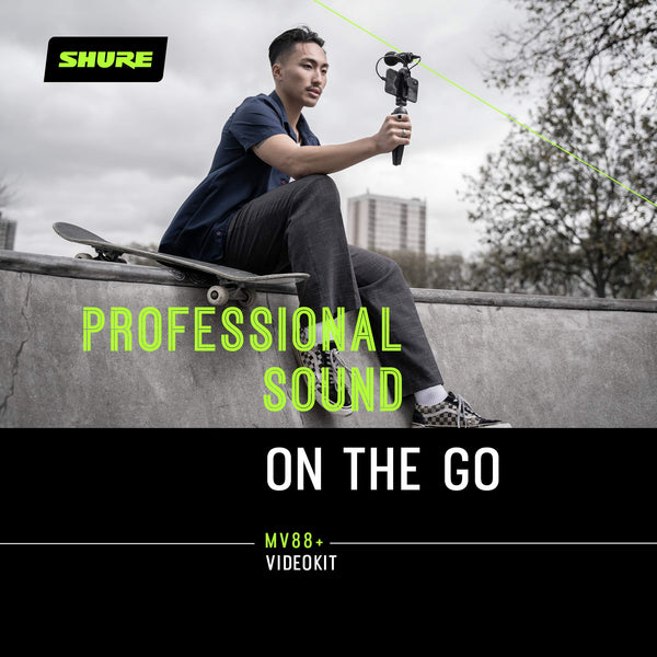 Shure MV88+ Video Kit - Digital Stereo Condenser Microphone for Apple and Android, with Manfrotto PIXI Tripod, Phone Clamp, Mount, iOS and USB-C Cables for Next-Level Compatibility and Connectivity