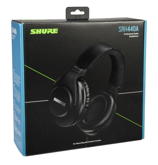 Shure SRH440A Over-Ear Wired Headphones for Monitoring & Recording, Professional Studio Grade, Enhanced Frequency Response, Work with All Audio Devices, Adjustable & Collapsible Design - 2022 Version