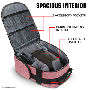 USA Gear Audio Equipment Backpack - Wireless Mic Case Compatible with Shure, Sennheiser, Audio-Technica, Rode VideoMic & more - Wireless Microphone Bag Backpack for Recording Microphones (Red)