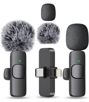 MAYBESTA Professional Wireless Mini Microphone for iPhone, iPad, Android Phone - Bluetooth Lavalier Lapel Mic for Video Recording - Clip on USB C Microphones for YouTube Tiktok Podcast Vlogging