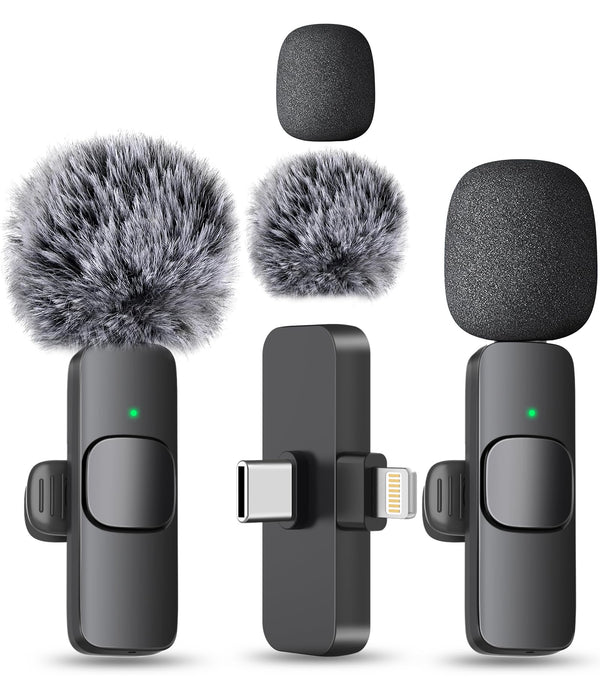 MAYBESTA Professional Wireless Mini Microphone for iPhone, iPad, Android Phone - Bluetooth Lavalier Lapel Mic for Video Recording - Clip on USB C Microphones for YouTube Tiktok Podcast Vlogging
