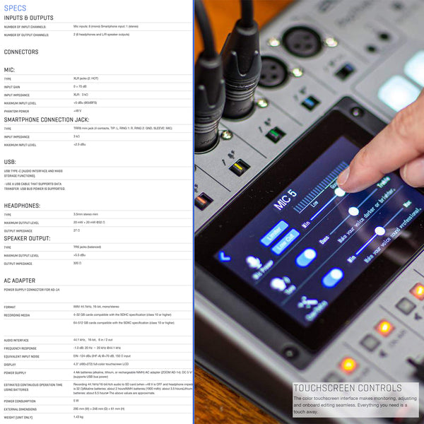 Zoom PodTrak P8 Multitrack Podcast Recorder + 2X Zoom ZDM-1 Podcast Mic + 2X Headphones + 2X Windscreens + 2X Tabletop Stands + 64GB Memory Card + 2X Boom Arms + Cables - Ultimate Podcasting Bundle