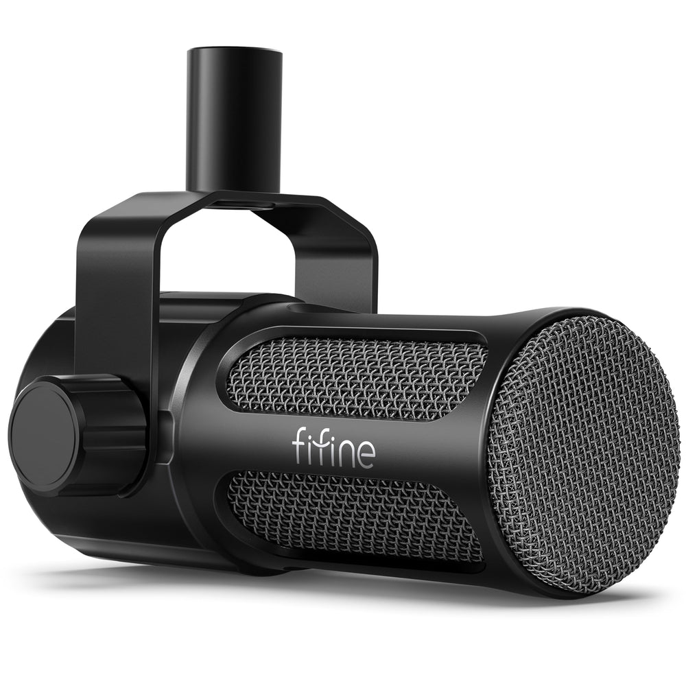 FIFINE XLR Dynamic Microphone, Studio Vocal Mic for Recording, All Metal XLR Podcast Microphone with Mid-Boost, Low-Cut Filter for Voice-Over, Compatible with Mixer/Audio Interface-AmpliTank TANK1