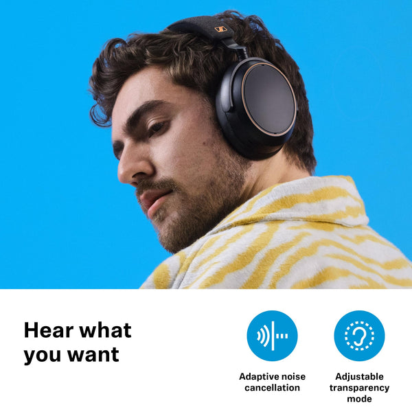 Sennheiser Consumer Audio Momentum 4 Wireless Headphones - Bluetooth Headset for Crystal-Clear Calls with Adaptive Noise Cancellation, 60h Battery Life, Lightweight Folding Design - Black/Copper