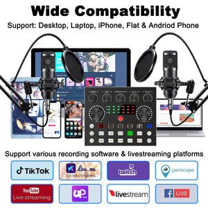 sktome Podcast Equipment Bundle for 2, V8s Voice Changer with BM-800 Podcast Microphone Bundle - Studio Condenser Microphone Perfect for Podcasting, Recording, Singing, Streaming and Gaming