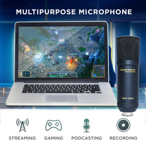 Marantz Professional MPM-1000U USB Condenser Microphone for Gaming, Streaming and Podcasting - Built-In Audio Interface, Desktop Stand, Plug-and-Play, Black