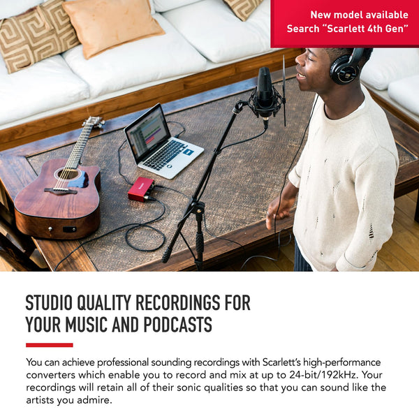Focusrite Scarlett Solo 3rd Gen USB Audio Interface, for the Guitarist, Vocalist, Podcaster or Producer ? High-Fidelity, Studio Quality Recording, and All the Software You Need to Record
