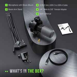 FIFINE K688 Podcast Microphone Kit, USB/XLR Dynamic Microphone with Boom Arm for PC/XLR Mixer, Gaming Mic with Mute Button, Headphone Jack for Vocal, Voice-Over, Streaming, Music Recording -K688CT