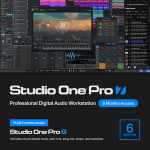 Studio One Pro+ 6 Months Access Key — Music Production Recording Software, Studio One Pro 7 DAW Access plus Extra Access to 100GB Cloud Storage, Plug-Ins, Mix Effects, Loops & Samples