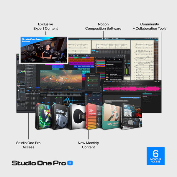Studio One Pro+ 6 Months Access Key — Music Production Recording Software, Studio One Pro 7 DAW Access plus Extra Access to 100GB Cloud Storage, Plug-Ins, Mix Effects, Loops & Samples