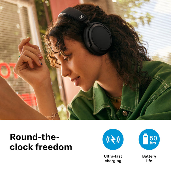 Sennheiser ACCENTUM Plus - Wireless Bluetooth Headphones, Quick-Charge Feature, 50-Hr Battery Playtime, Adaptive Hybrid ANC, White