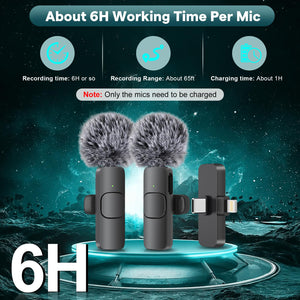 MAYBESTA Professional Wireless Mini Microphone for iPhone, iPad, Android Phone - Bluetooth Lavalier Lapel Mic for Video Recording - Clip on USB C Microphones for YouTube Tiktok Podcast Vlogging