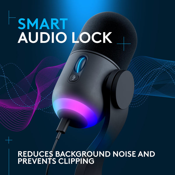 Logitech G Yeti GX Dynamic RGB Gaming Microphone, Podcast with LIGHTSYNC, Blue VO!CE, G HUB Control, Supercardioid, USB Plug and Play on PC/Mac - Black (Renewed)