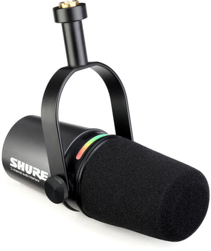 Shure MV7i Smart Microphone with Built-in Audio Interface and Low Profile Mic Stand - Podcast & Musician Mic with 2 Channels, XLR and 1/4", USB-C for Mac/PC/Phone, and Advanced DSP Features
