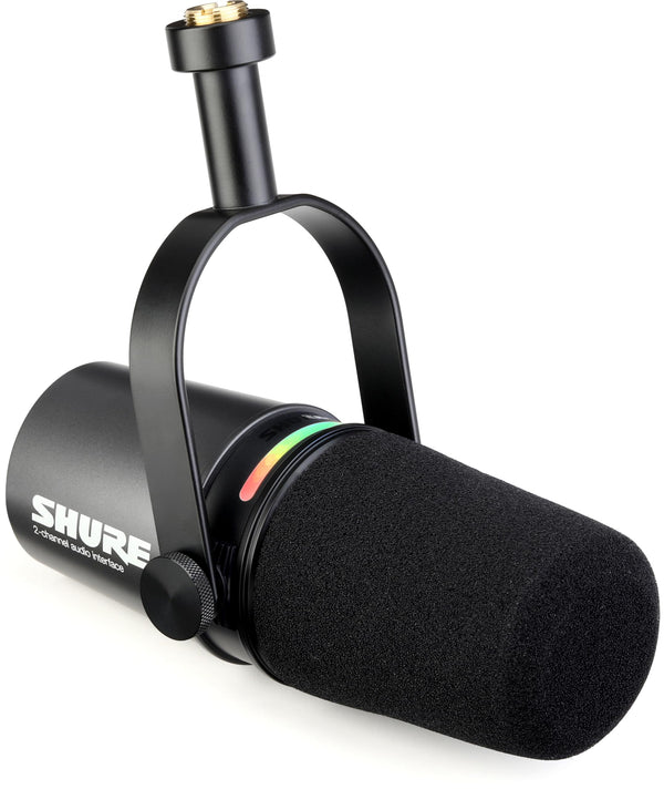 Shure MV7i Smart Microphone with Built-in Audio Interface and Low Profile Mic Stand - Podcast & Musician Mic with 2 Channels, XLR and 1/4", USB-C for Mac/PC/Phone, and Advanced DSP Features
