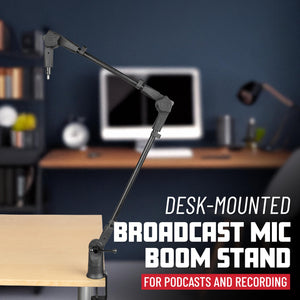 Gator Frameworks Slim Profile Desk-Mounted Mic Stand Boom Arm for Broadcasts, Podcasts, Content Creation, Live Streaming, & Similar Applications (GFWMICBCBM0500)