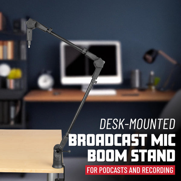 Gator Frameworks Slim Profile Desk-Mounted Mic Stand Boom Arm for Broadcasts, Podcasts, Content Creation, Live Streaming, & Similar Applications (GFWMICBCBM0500)