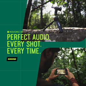 Shure MoveMic 88+ Wireless Microphone Video Kit - Pro Audio Recorder for Film/Field Recording Interviews, Stereo Mic 4 Polar Patterns | Compatible with iOS/Android via Motiv App (MV88+W-KIT-Z7)