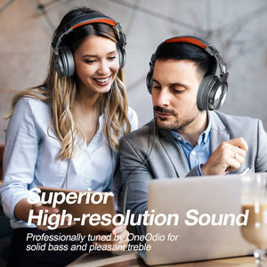 OneOdio Hi-Res Over Ear Headphones for Studio Monitoring and Mixing, Sound Isolation, Protein Leather Earcups, 50mm Driver Unit, Wired Headphones for AMP Guitar Keyboard (Pro-50 Metallic Blue)