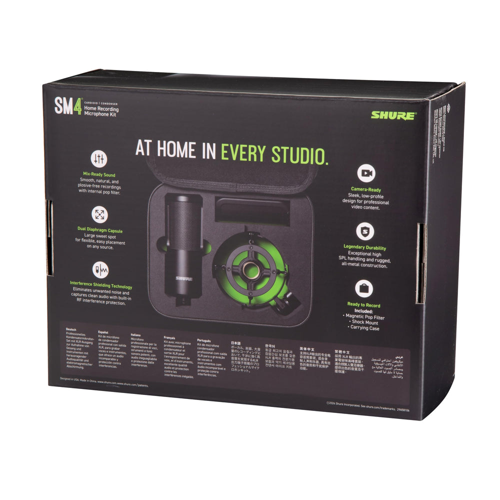 Shure SM4 Studio Recording Microphone Kit, XLR Home Studio Condenser Mic with Mix-Ready Audio - All-Metal Construction, Includes Detachable Magnetic Pop Filter & Shock Mount (SM4-K-KIT)