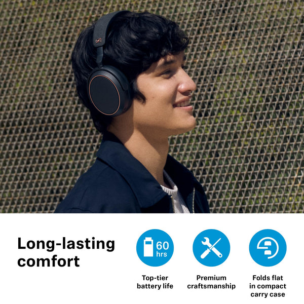 Sennheiser Consumer Audio Momentum 4 Wireless Headphones - Bluetooth Headset for Crystal-Clear Calls with Adaptive Noise Cancellation, 60h Battery Life, Lightweight Folding Design - Black/Copper