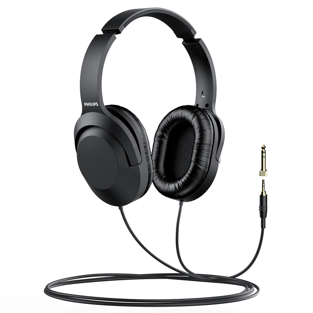 Philips Over Ear Wired Stereo Headphones for Podcasts, Studio Monitoring and Recording Headset for Computer, Keyboard and Guitar with 6.3 mm (1/4") Add On Adapter