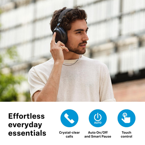 Sennheiser Consumer Audio Momentum 4 Wireless Headphones - Bluetooth Headset for Crystal-Clear Calls with Adaptive Noise Cancellation, 60h Battery Life, Lightweight Folding Design - Black/Copper