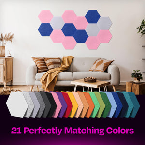 Ekkogo Acoustic Panels 12-Pack Soundproof Wall Panels 12"X10.4"X0.4" Sound Panels High Density Sound Dampening Panels - [Chic Pink Hexagon]
