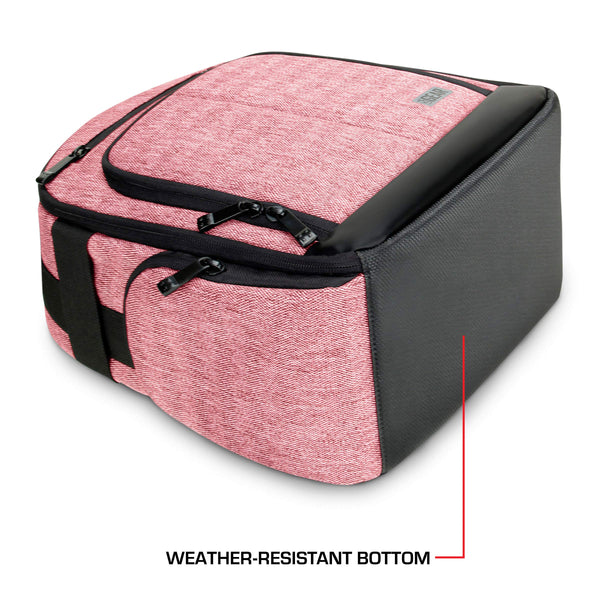 USA Gear Audio Equipment Backpack - Wireless Mic Case Compatible with Shure, Sennheiser, Audio-Technica, Rode VideoMic & more - Wireless Microphone Bag Backpack for Recording Microphones (Red)