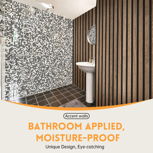 RITOLLO 4-Piece Wood Slat Acoustic Panels for Wall, 48"×24.5" Soundproof Panels, 3D Textured Panel for Interior Wall Decor - Natural Walnut