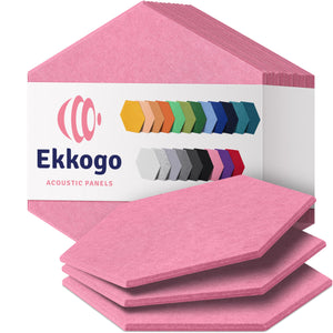 Ekkogo Acoustic Panels 12-Pack Soundproof Wall Panels 12"X10.4"X0.4" Sound Panels High Density Sound Dampening Panels - [Chic Pink Hexagon]